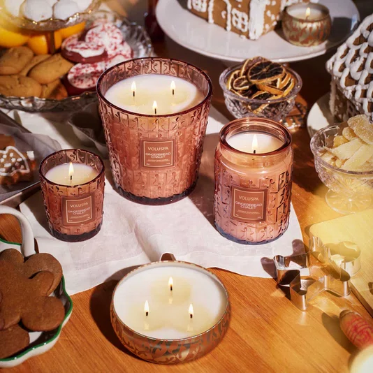 Vela Pote Vidro G 100h Tampa Vidro Gingerbread Chalet - Voluspa