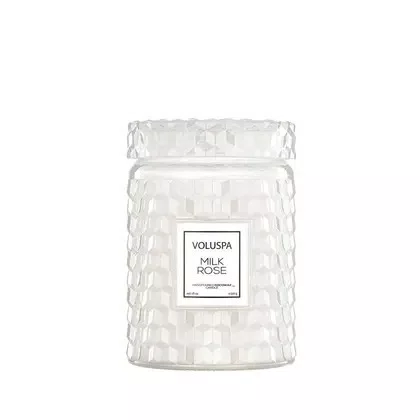Vela Pote Vidro G 100h Tampa Vidro Milk Rose - Voluspa