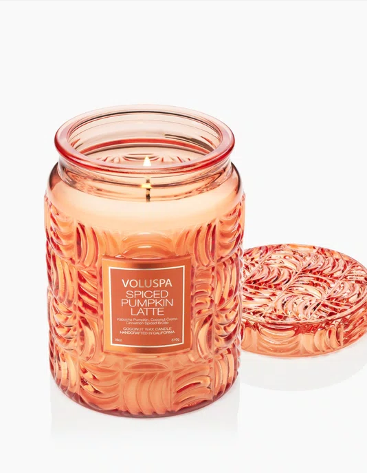 Vela Pote Vidro G 100h Tampa Vidro Spiced Pumpkin Latte- Voluspa