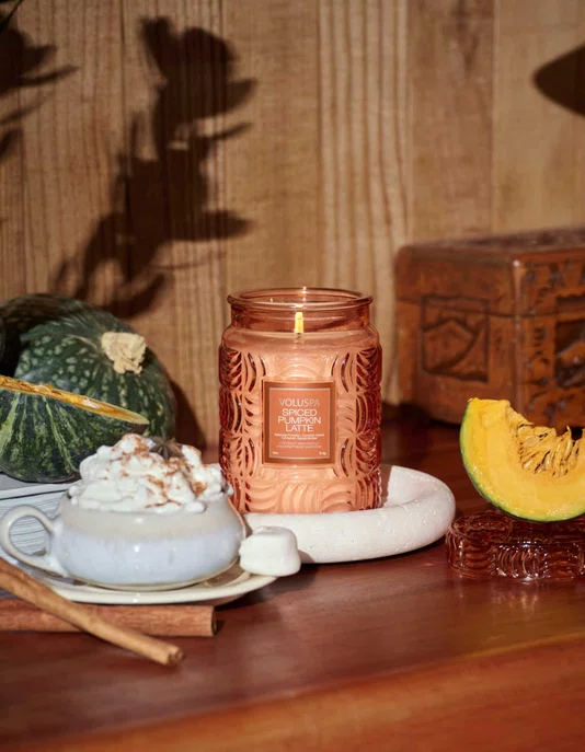 Vela Pote Vidro G 100h Tampa Vidro Spiced Pumpkin Latte- Voluspa