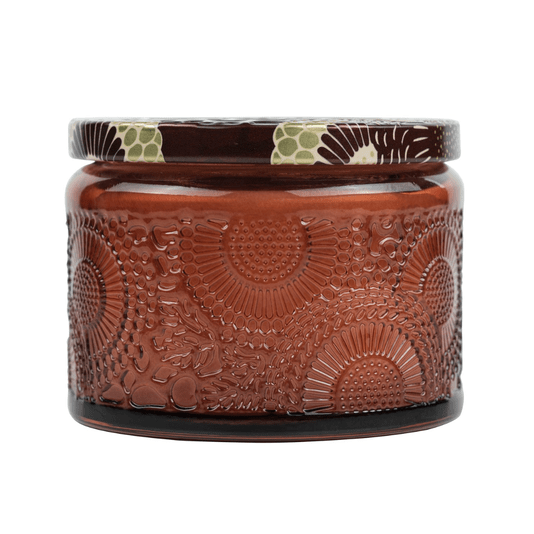 Vela Pote Vidro P 25h Relevo Forbidden Fig