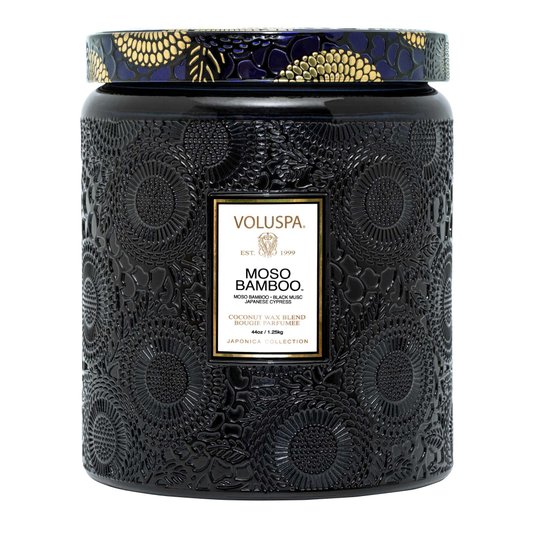 Vela Pote Vidro Relevo Moso Bamboo 140 Horas - Voluspa