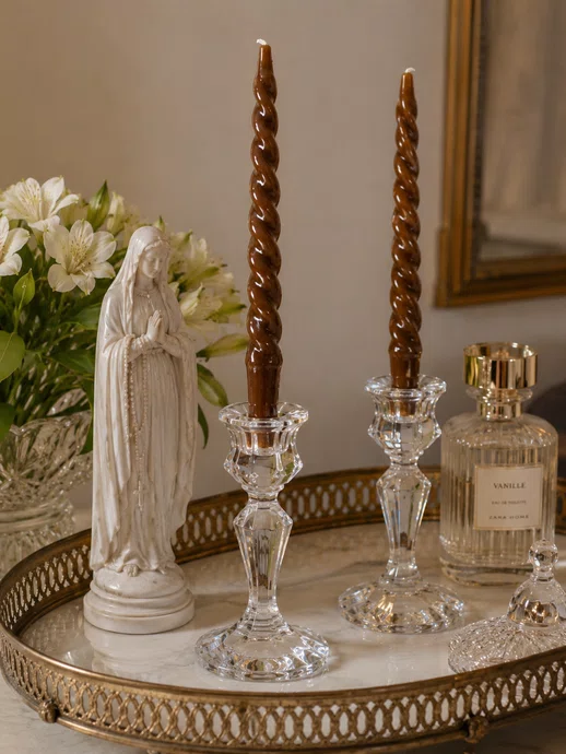 Vela Velazza Divine Castiçal N 10 Marrom 3 Unidades