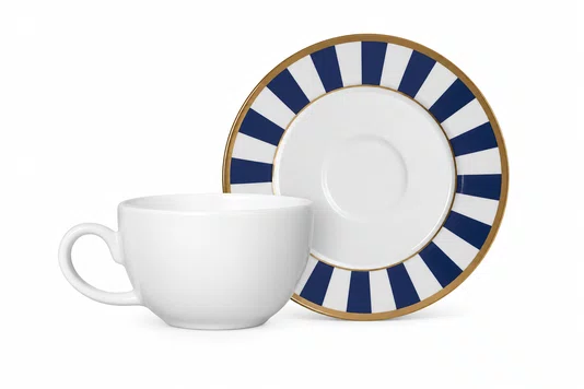 Xicara Cafe Br com Pires Stripe Azul 06 Unidades