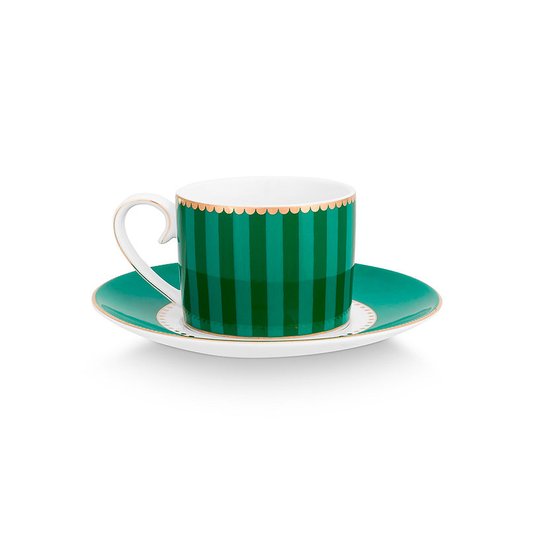 Xícara de Cafezinho Stripes Esmeralda/verde Love Birds - Pip Studio
