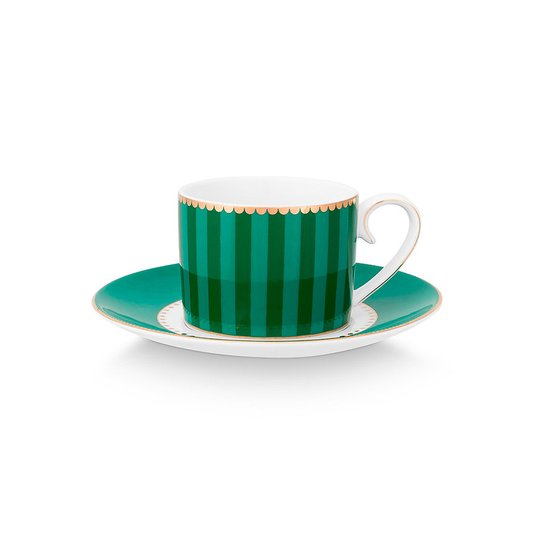 Xícara de Cafezinho Stripes Esmeralda/verde Love Birds - Pip Studio