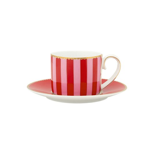 Xícara de Cafezinho Stripes Vermelho-rosa - Love Birds - Pip Studio