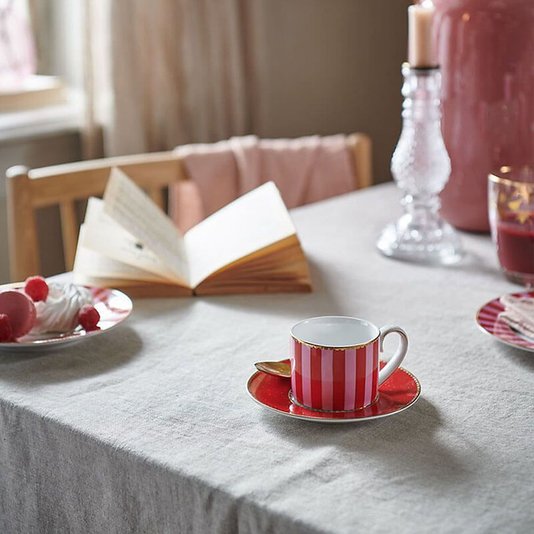 Xícara de Cafezinho Stripes Vermelho-rosa - Love Birds - Pip Studio