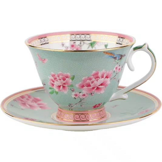 Xícara de Chá e Pires Blue Peony 250ml - Tea Delight