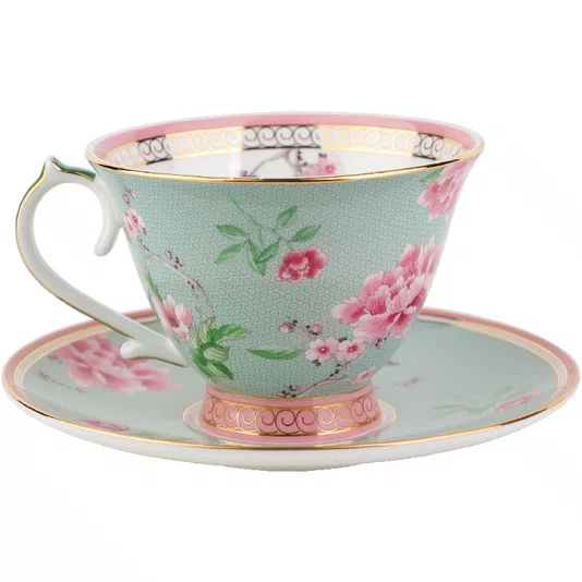 Xícara de Chá e Pires Blue Peony 250ml - Tea Delight