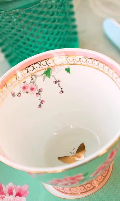 Xícara de Chá e Pires Blue Peony 250ml - Tea Delight