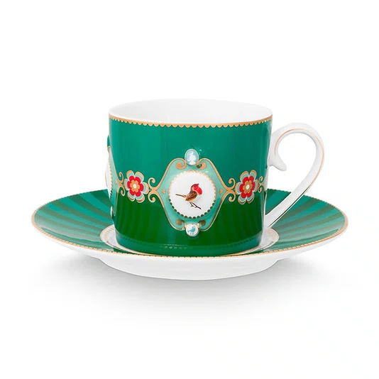 Xícara de Chá Esmeralda/verde - Love Birds - Pip Studio