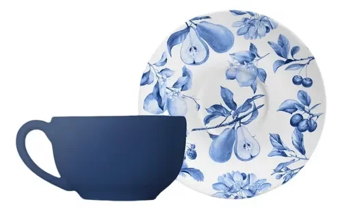 Xícara de Chá com Pires Frutela Azul 6Pçs - Alleanza