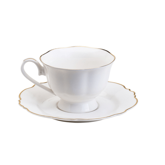 Xicara em Porcelana para Cha Maldivas 180 Ml Filete Dourado 6 Peças