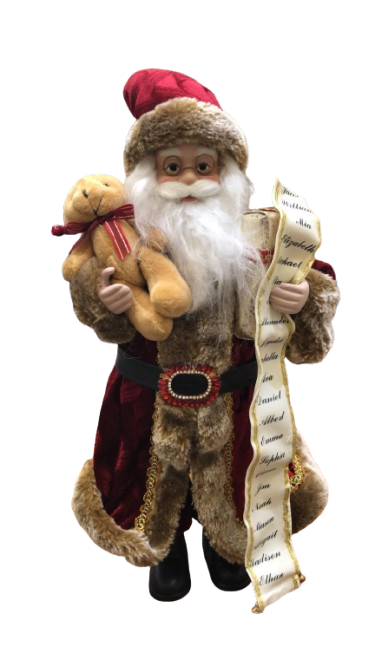 Papai Noel com Lista e Urso 45cm - Cromus