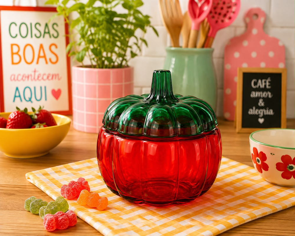 Pote Vidro Abóbora Color 560ml - Tuut