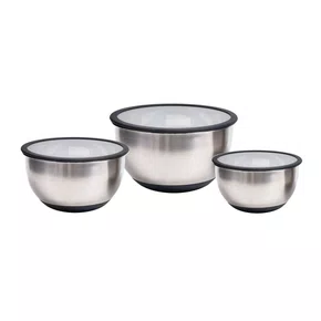 3 Bowls/tigelas em Inox com Tampas 1,5/3/5 Litros - Kenya