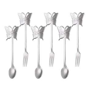 3 Garfos e 3 Colheres em Inox Borboleta