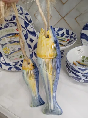 Adorno com Corda Sardinhas Cerâmica - Luiz Salvador