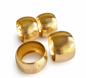 Anel Argola Guardanapo Dourado Inox 4 Pecas