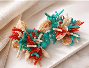 Anel de Guardanapo Conchas Coral Turquesa 02 Unidades