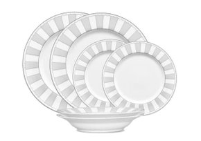 Aparelho de Jantar e Café Porcelana Carnivale Cinza 24 Peças - Noritake