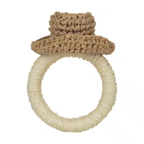 Argola para Guardanapo Fio de Palha de Ráfia Chapéu Na Superficie 2 Peças - Mameg
