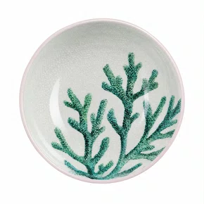 Bowl em Melamina Arredondado Desenho Coral Verde - Entrecasa