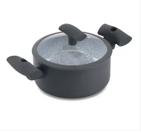 Caçarola com Tampa de Vidro e Silicone Cinza com Antiaderente - Hercules