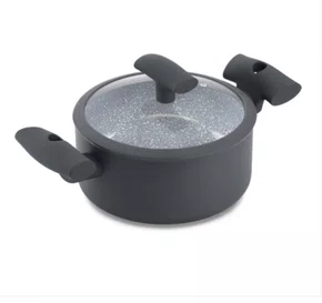Caçarola com Tampa de Vidro e Silicone Cinza com Antiaderente - Hercules