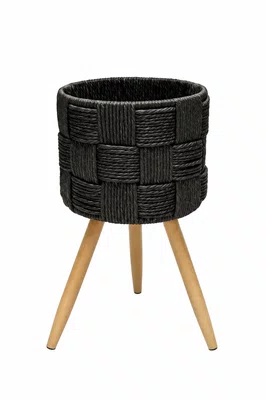 Cachepô em Palha Cestaria Transa Simples Verde 26x26x43cm - Entrecasa