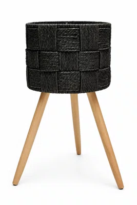 Cachepô em Palha Cestaria Transa Simples Verde 29x29x56cm - Entrecasa