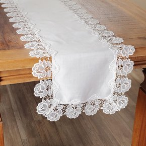 Caminho de Mesa 40cmx1,35m Branco 122 - Rafimex
