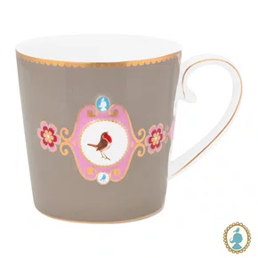 Caneca Grande Medallion Caqui Love Birds - Pip Studio