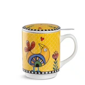 Caneca para Chá C/ Infusor 350ml Amarela Cocorico - Egan Italy