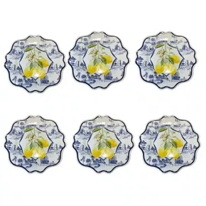 Conj. 6 Pratos Sobremesa Coup Azul Ana Capri - Scalla