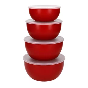Conjunto 4 Tigelas Prático com Tampa Vermelho - Kitchenaid