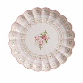 Conjunto 5 Pratos Raso Relevado Rosas Vo Dulce - Scalla