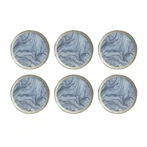 Conjunto 6 Pratos Sobremesa Azul Jade - Scalla