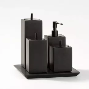 Conjunto Acessórios Quadrado 4 Peças Preto Fosco - Resimetal