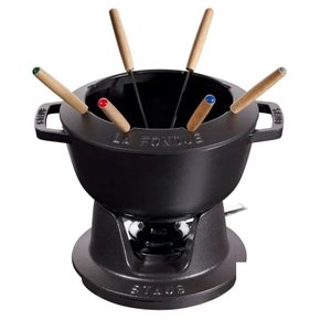Conjunto fondue preto de ferro fundido 20cm - STAUB