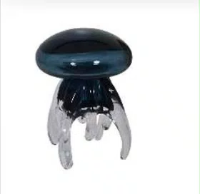 Escultura Água Viva Vidro Azul 15x10x10cm - Grillo