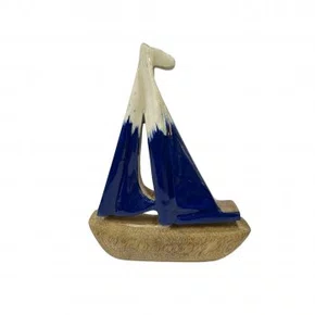 Escultura Barco em Madeira Pintura Degradê 25x20cm - Entrecasa