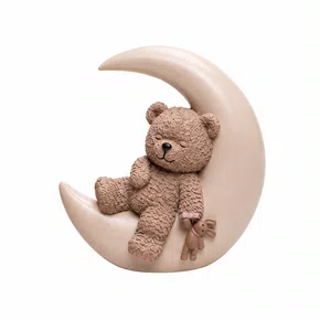 Figura Decorativa Ursinho Na Lua Teddy Charm 17x7,5x18