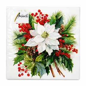 Guardanapo Papel Natal Poinsettia Bouquet 33x33 20 Folhas - Ambiente