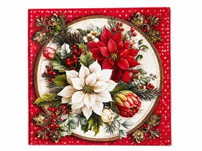 Guardanapo Papel Natal Estampa Floral Vermelho 33x33 20 Folhas - Ambiente