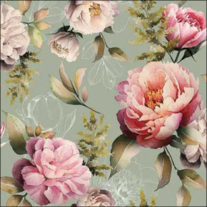 Guardanapo de Papel Peonies Composition Green Fsc - Ambiente