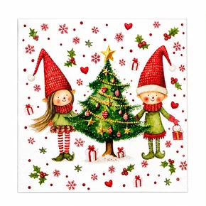 Guardanapo Papel NatalGnomos Árvore 33x33 20 Folhas - Ambiente