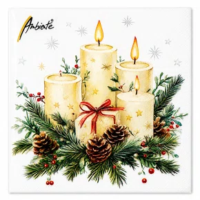 Guardanapo Papel Natal Velas 33x33 20 Folhas - Ambiente