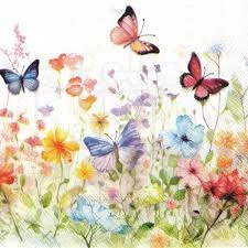 Guardanapo Papel 33x33 Butterflies In Field
